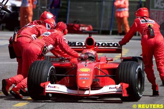 Michael Schumacher, Ferrari retiring from the 2001 San Marino GP.